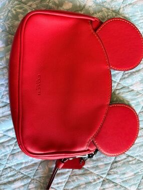 Coach Red Leather Mickey-Ear Crossbody Bag
